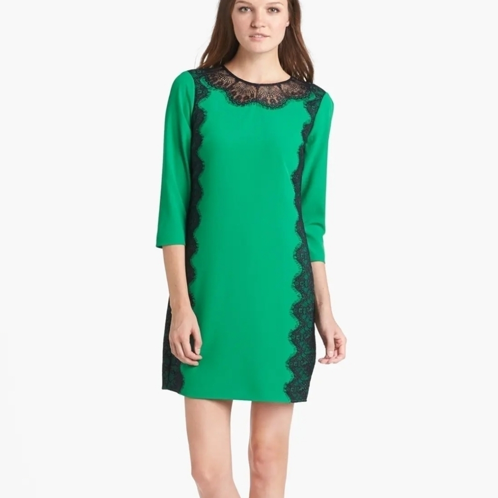 Ted Baker London Green KiaKia Lace Panel Shift Dress